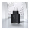 Baseus Compact fast charger 2x USB / USB Type C 30W 3A Power Delivery Quick Charge black (CCXJ-E01)