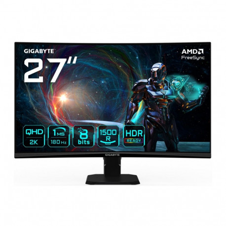 GIGABYTE mängumonitor GS27QCA 27" QHD kaarjas 2560 x 1440, 180Hz, 1ms, 250cd/m², FreeSync, HDR-toega