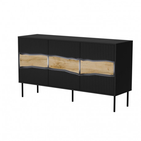 Cama INSERTO 3D kummut 143.5x40x80 must + LED