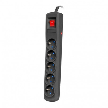 Surge protector Bercy 400, 1.5m, 5 sockets, black
