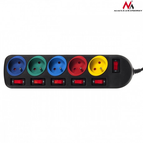 Power Strip 5 Sockets with Switches MCE204M