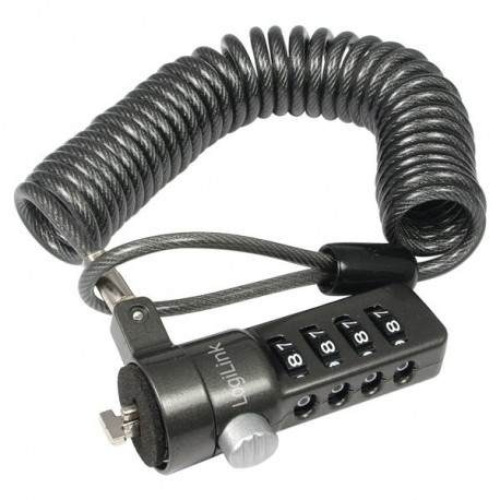Secure your device with this heavy-duty steel cable lock. Featuring a sleek black finish and