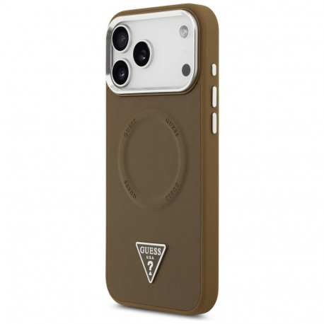 Guess Triangle Logo MagSafe case for iPhone 17 Pro brown