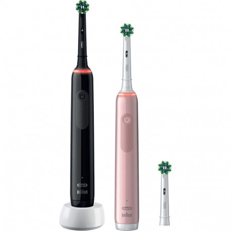 Oral-B Electric Toothbrush | Pro 3 3900N Black/Pink Duopack | Rechargeable | For adults | Number of 