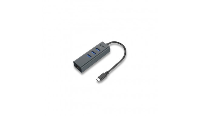 i-tec USB-C metallist 3-pordiline USB 3.0 jaotur gigabit ethernet RJ-45 10/100/1000 Mbps adapteriga 