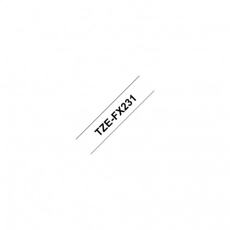 Brother | TZe-FX231 Flexible ID Laminated Tape | Black on White | TZe | 8 m | 1.2 cm
