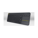 Logitech K400 Plus juhtmevaba must klaviatuur puuteplaadiga US USB port