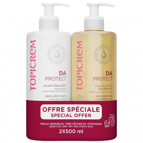TOPICREM DA PROTECT pehmendav palsam 500ml + puhastusgeel 500ml, 2 tk komplekt