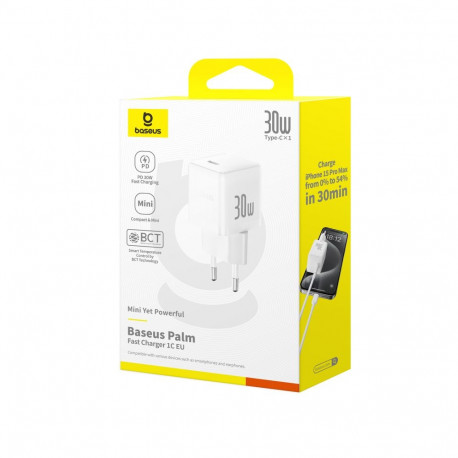 Seina kiirlaadija Palm 30W USB-C QC3.0 PD3.0, valge