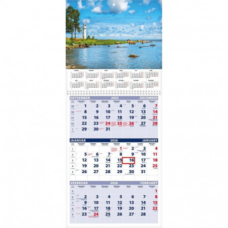 Seinakalender TRIO, PILT nr. 1, avatud mõõt 297*630mm 2026a.