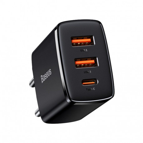 Baseus Baseus Compact fast charger 2x USB / USB Type C 30W 3A Power Delivery Quick Charge black (CCX
