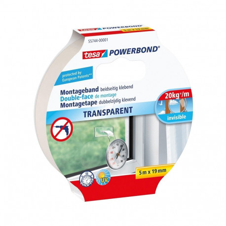läbipaistev kahepoolne teip 19mmx5m TESA