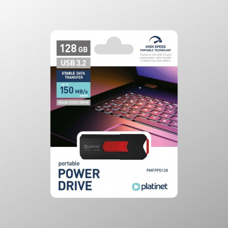 PLATINET PORTABLE POWER DRIVE USB 3.2 UP TO 150MB/s 128GB BLACK [46154]