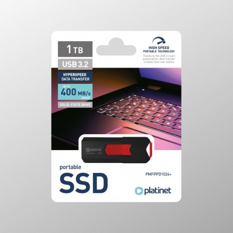 PLATINET PORTABLE SSD DRIVE USB 3.2 UP TO 400MB/s 1TB BLACK [46160]