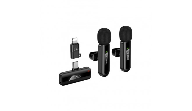 Wireless double microphone Lightning / USB C Hoco L20A black