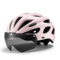 Rockbros Bike Helmet with Visor, Detachable UV Goggles, Detachable Visor, Unisex - Pink