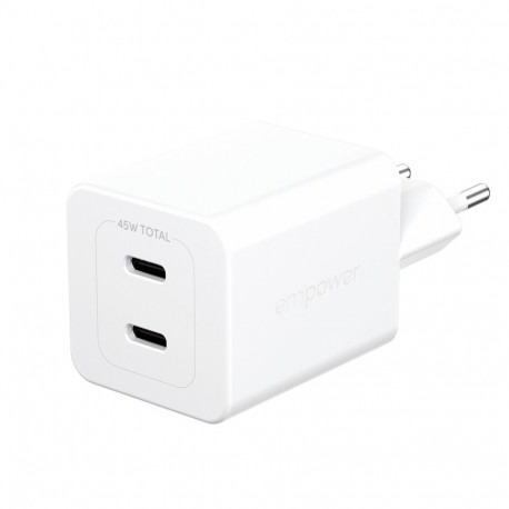 TURBO 45W CHARGER INCL. 2 X USB-C EU PLUG SILVER WHITE