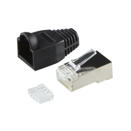 RJ45 Shielded Cat6 Connectors, Black, 100-Piece Pack