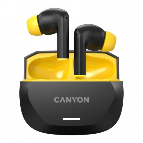 CANYON headset HEXAGON 7 TWS ANC+ENC Wireless Charge Black Yellow