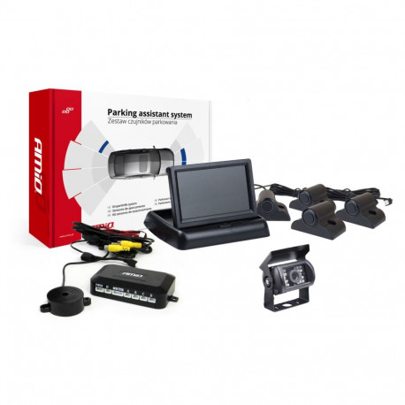 Zestaw czujników parkowania tft02 4,3" z kamerą hd-501-ir 4 sensory czarne truck