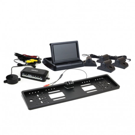 Tft02 4,3" parkimisandurite komplekt hd-402-led kaameraga 4 musta andurit veoautole