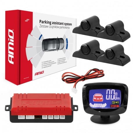 Zestaw czujników parkowania czujniki cofania led-graf 4 sensory czarne 19 mm truck amio-02280