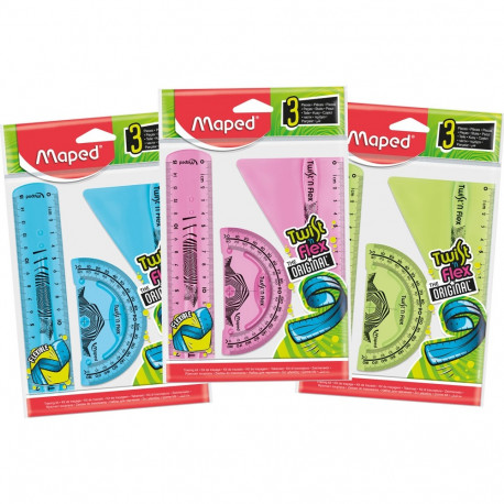 Joonlaud 15cm +kolmnurk +mall Twist´n Flex, painduv, Maped