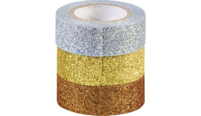 Paberteip dekoreerimiseks pronks, kuld, hõbe 15mmx3m, 3rulli pakis, Heyda