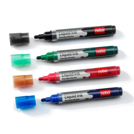 Tahvlimarker NOBO Liquid Ink Whiteboard Marker Assorted (pakis 6 eri värvi) (valgetahvlile, lehetahv