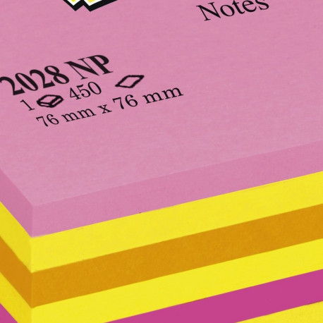 Märkmepaber iseliimuv POST-IT, 76x76mm, märkmekuup 450 lehte, kollased-roosad toonid