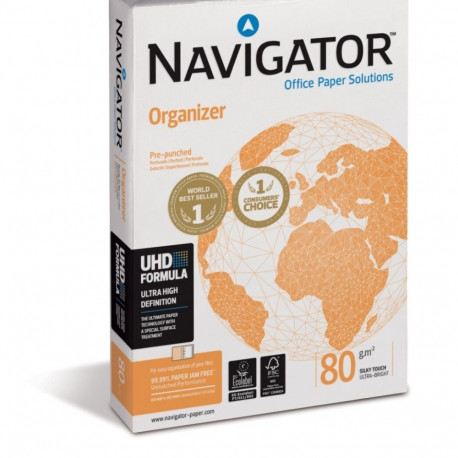 Koopiapaber A4 80g Navigator Organizer-2-auku 500lehte/pk