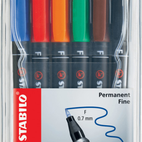 Kilemarker permanent Stabilo OHPen, 6-ne komplekt, F 0,7mm