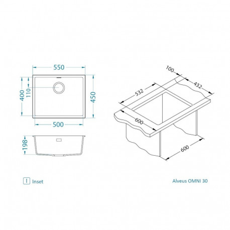 SINK OMNI 30 G81 WITH SYPHON CONCRETE