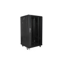 RACK CABINET 19" FREE-STANDING 22U/600X600 (FLAT PACK) WITH GLASS DOOR BLACK LANBERG