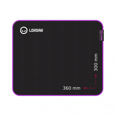 Lorgar Main 313, Gaming mouse pad, High-speed surface, Purple anti-slip rubber base, size: 360mm x 3