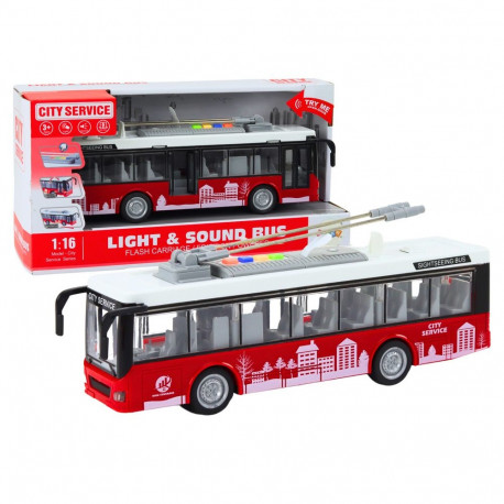 Trolejbus Autobus 1:16 tuled helid vedu valge-punane