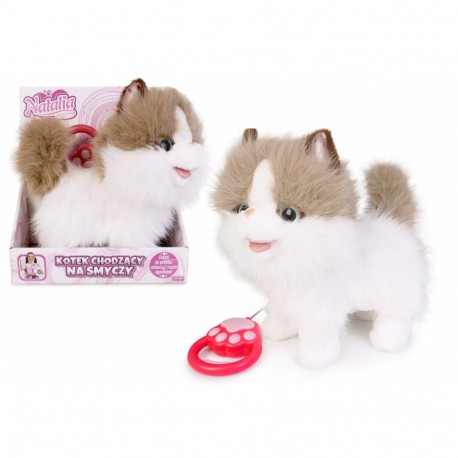 Interaktiivne mängukass jalutusrihmaga kõndiv, valge-oranž