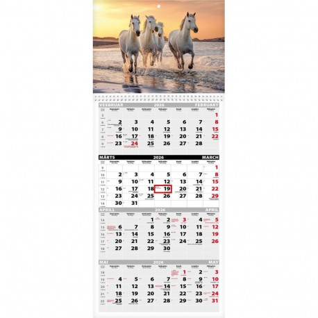 Seinakalender Quattro pilt nr. 12 (avatud mõõt 297x760mm) 2026a.