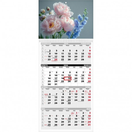 Seinakalender Quattro pilt nr. 6 (avatud mõõt 297x760mm) 2026a.