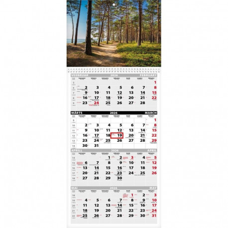 Seinakalender Quattro pilt nr. 7 (avatud mõõt 297x760mm) 2026a.