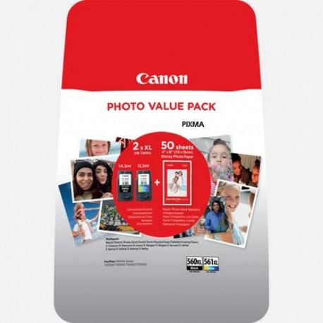 Tint Canon PG-560XL/CL-561XL Photo Value Pack CMYK, fotopaber 50l 10x15cm GP-501, for PIXMA TS5350 T