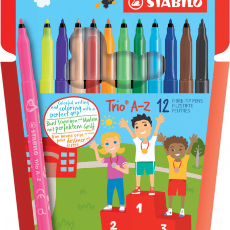Viltpliiatsid Stabilo Trio A-Z, F-tip, 12värvi
