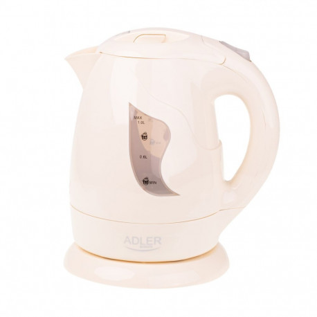 Adler Kettle AD 08 b Standard, Plastic, Beige, 850 W, 360 rotational base, 1 L