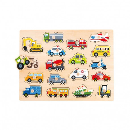 WOODEN GAME TRANSPORTS PEG PUZZLE