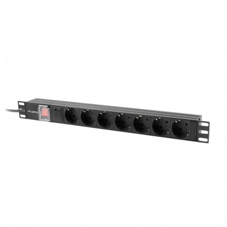 Lanberg toitejaotusseade PDU 19" 1U 16A 2M 7 Schuko-pistikupesa, must