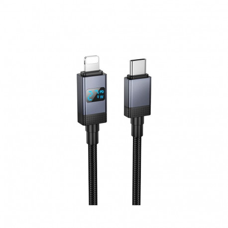 Cable USB C to Lightning Hoco PD 27W with display 1 m X118 black