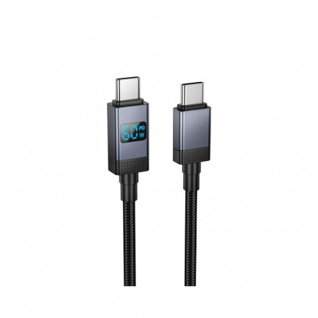 Cable USB C to USB C Hoco 3A 60W with display 1 m X118 black