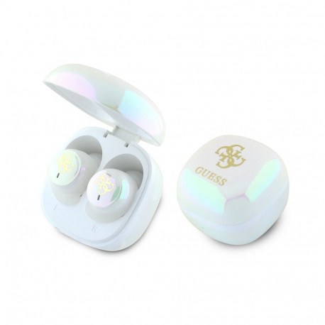 Guess Bluetooth headphones GUTWSJ144ESH TWS + docking station white/white Iridescent 4G Printed Logo