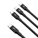 Baseus Rapid Series 3in1 USB-C - USB-C / Lightning / micro USB cable 20W PD 1.5m - black