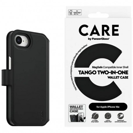 CARE by PanzerGlass Feature Tango 2in1 Wallet Case for iPhone 16e - Black